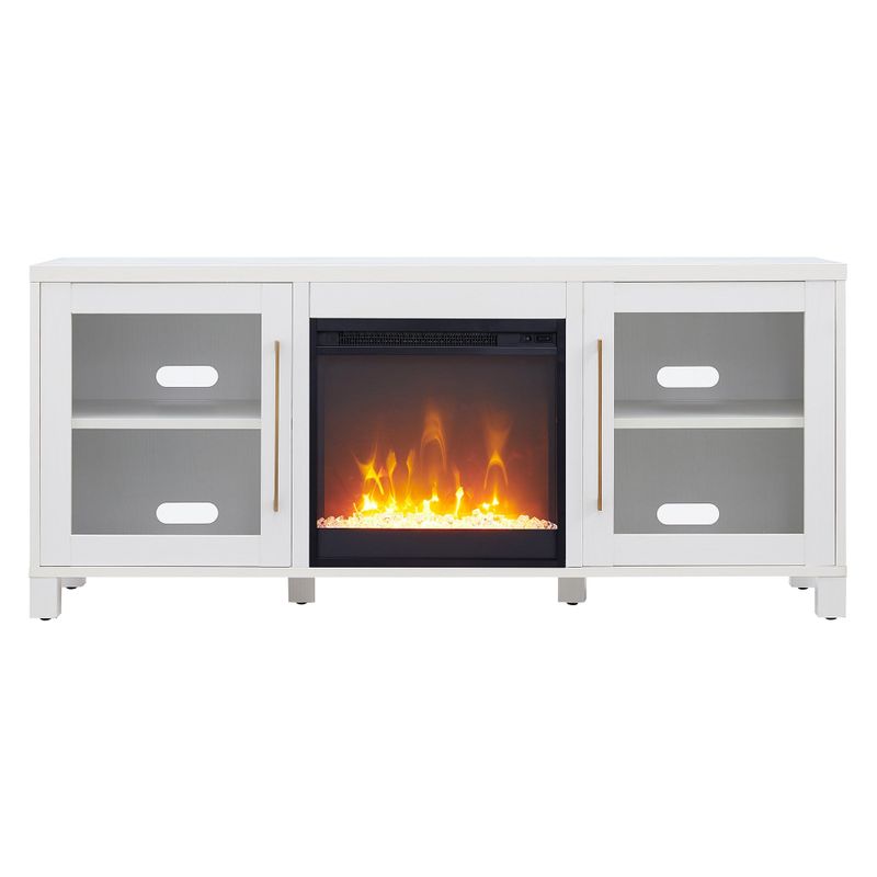 Quincy TV Stand with Crystal Fireplace Insert - White