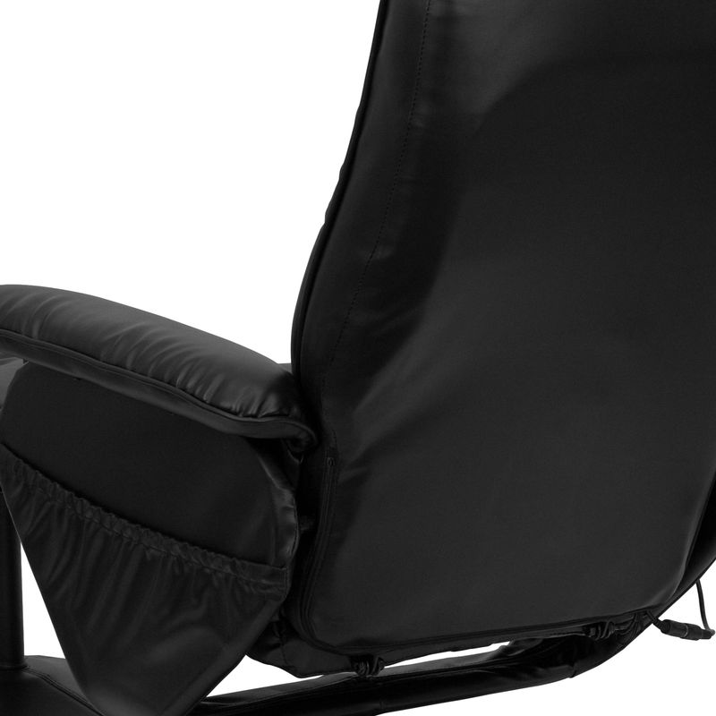 Massaging Multi-Position Recliner &Ottoman w/Wrapped Base in LeatherSoft - Black Faux Leather