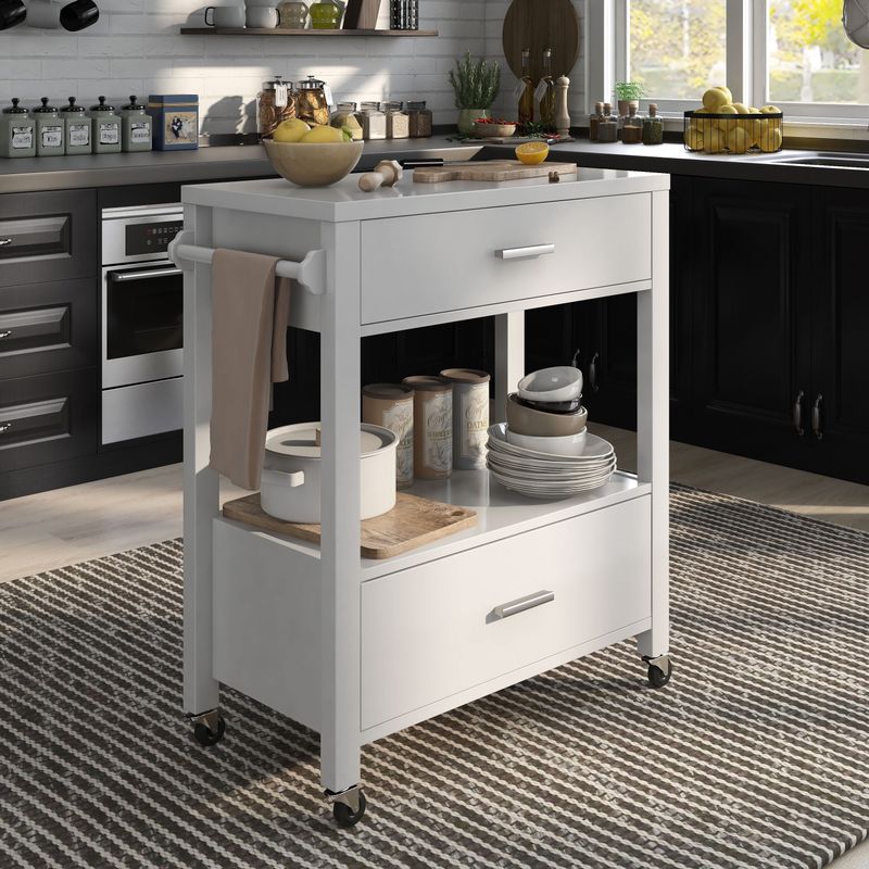 Furniture of America Newsom Modern 2-drawer Serving Cart - Cappuccino