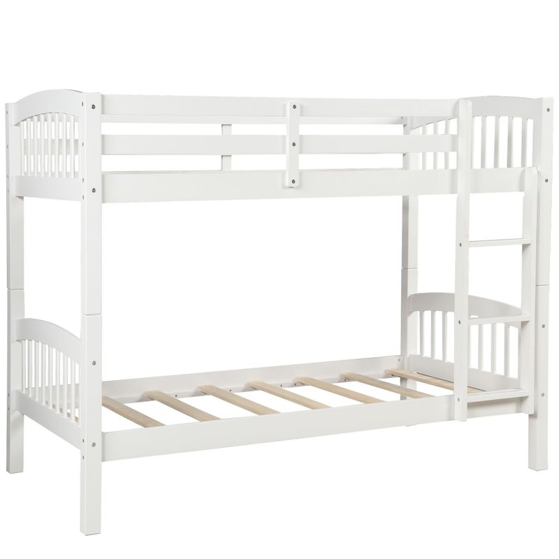 Nestfair Solid Wood Twin Over Twin Bunk Bed with Ladder - White