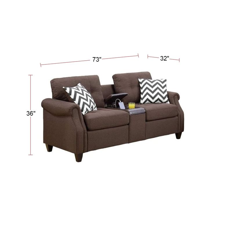 2 Piece Sofa Set With Accent Pillows - Dark coffee