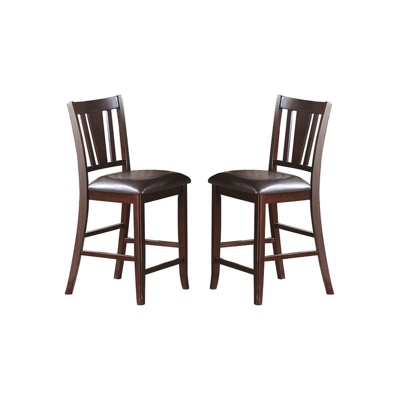 Upholstered Counter Height Chairs in Dark Brown Finish, Set of 2 - Counter Height - 23-28 in. - Set of 2