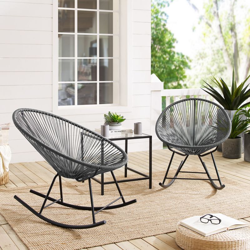 Corvus Sarcelles Modern Wicker Patio Rocking Chairs (Set of 2) - Detail 2