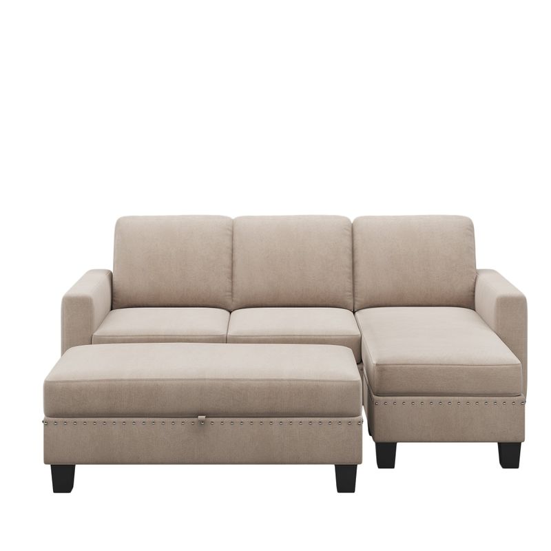 81"Reversible Sectional Couch with Storage Ottoman - warm Gray