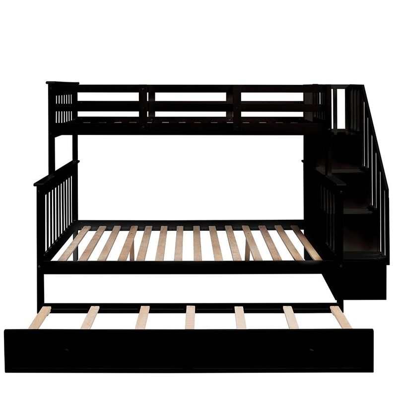 Rent to own TwinOverFull Bunk Bed with Twin Size Trundle, Storage and Guard Rail Grey