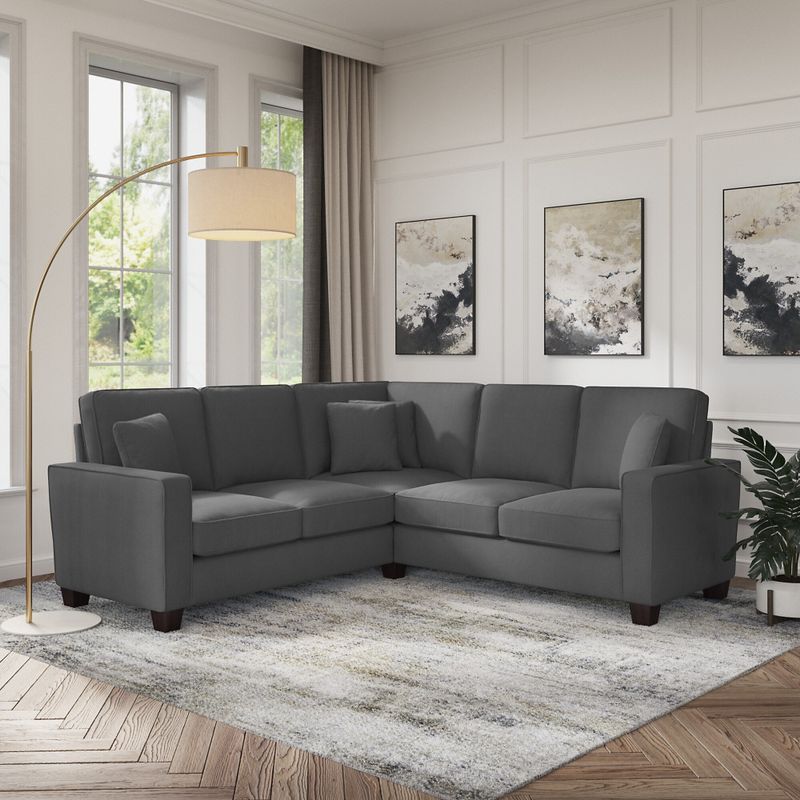 Stockton 86W L Shaped Sectional Couch by Bush Furniture - Charcoal Gray