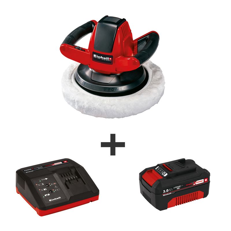 Einhell CE-CB 18/254 Li 18-Volt Power X-Change Cordless Polisher Kit  | W/ 3.0-Ah Battery and Fast Charger