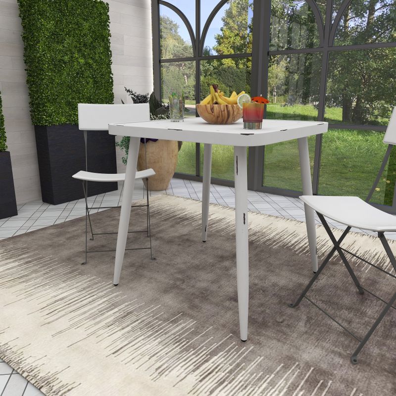 White Aluminum Farmhouse Outdoor Dining Table - 59 x 28 x 30