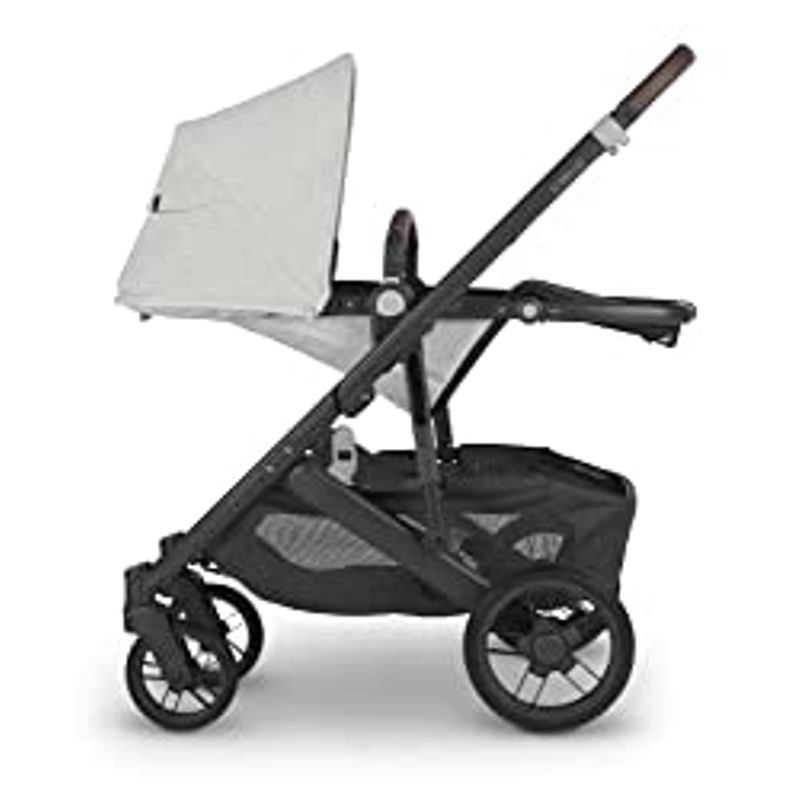 Cruz V2 Stroller -Anthony (White and Grey Chenille/Carbon/Chestnut Leather)