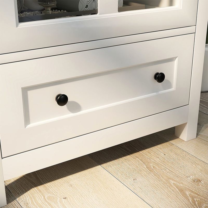 Merax Buffet Storage Cabinet with Glass Doors - White