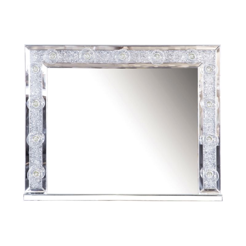 Silver Rectangular Table Mirror with Lighting - Silver