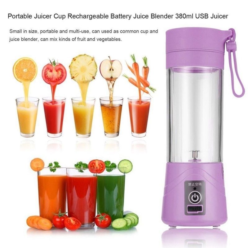 380ml Mini Fruit Juice Extractor Portable Blender USB Rechargeable - Blue