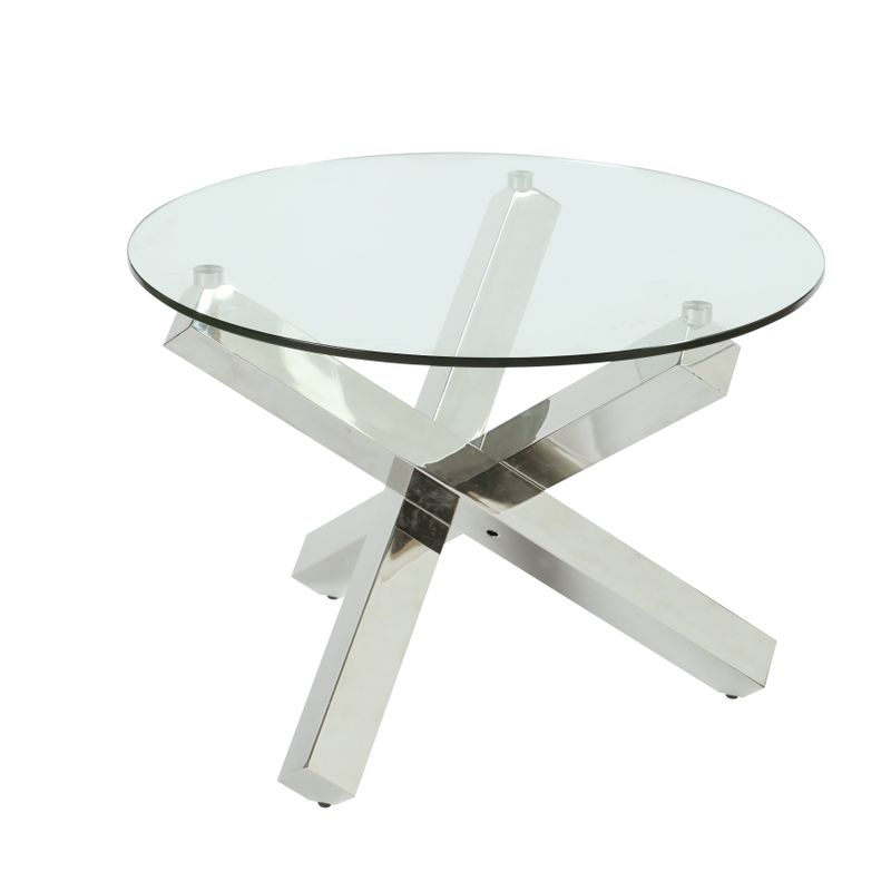Somette 26" Round Glass Top Lamp Table - Clear - Glass