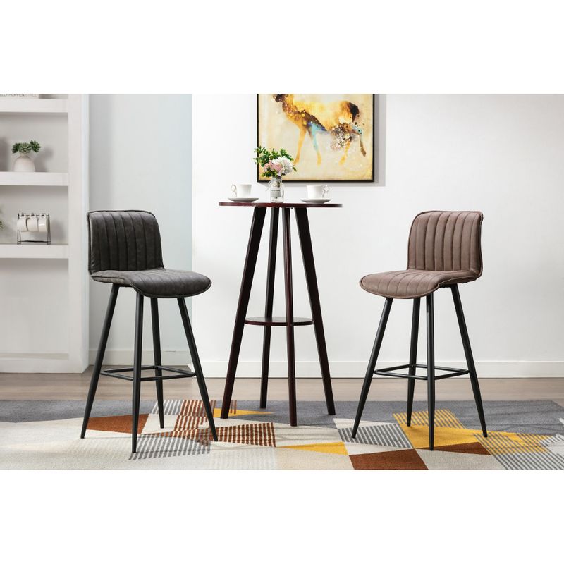 Porthos Home Jada Set Of 2 Counter Height Chairs, PU Leather, Armless - Brown