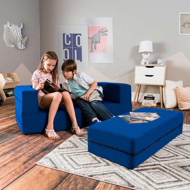 Jaxx Big Kids Convertible Sleeper Sofa & Ottoman Set - charcoal