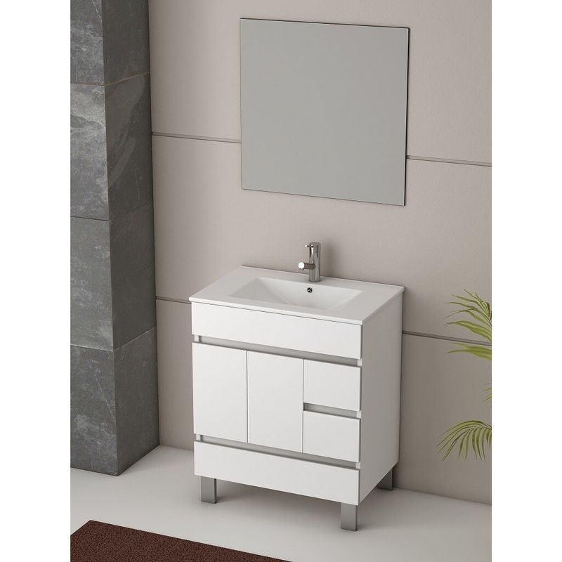 Eviva Piscis 32-inch Integrated Porcelain Single Sink White Bathroom Vanity