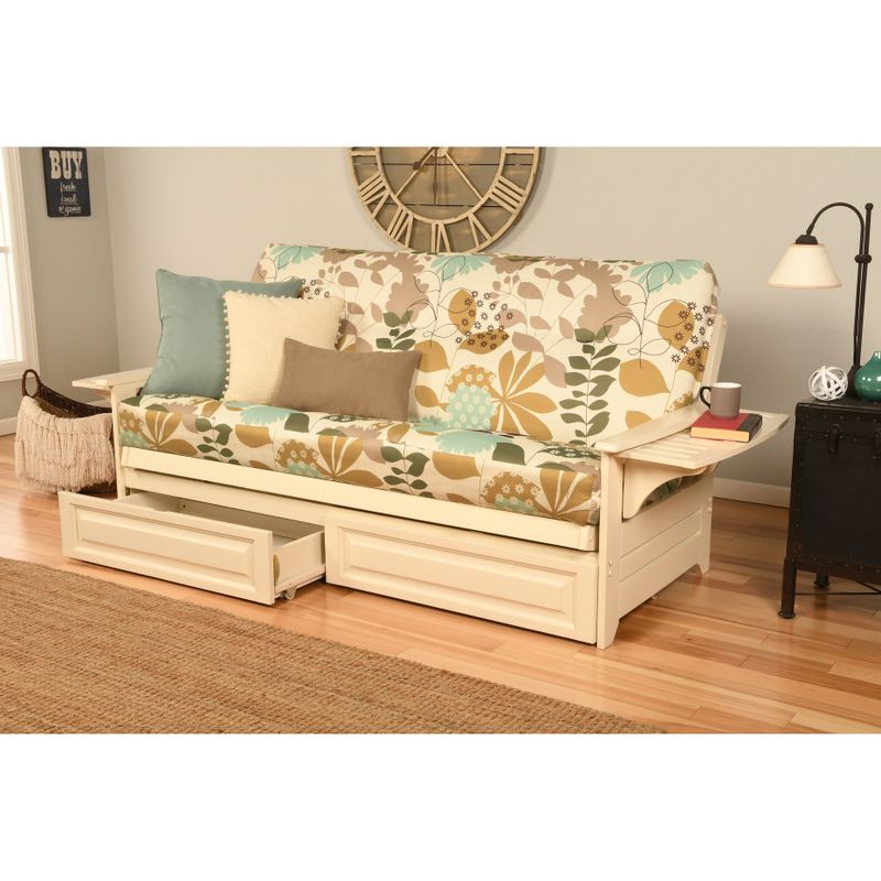 Copper Grove Dixie Futon Frame in Antique White Wood with Innerspring Mattress - Peter's Cabin