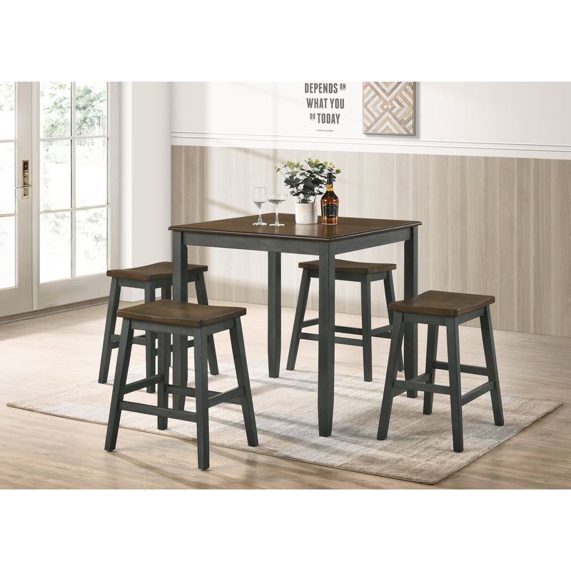 Furniture of America Hunter Oak Country 5-Piece Counter Height Pub Set - Antique Grey