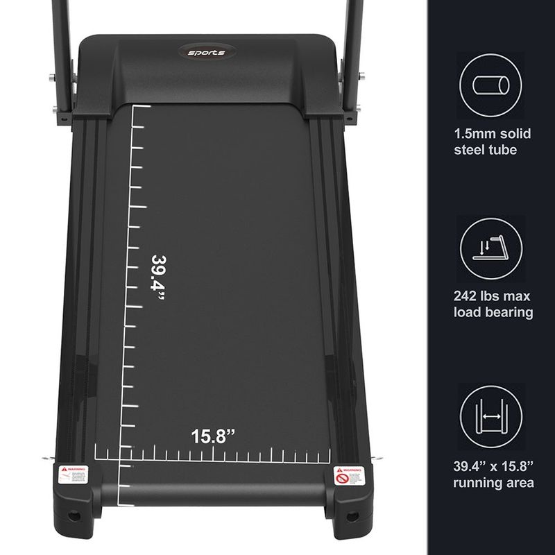 Smart Motorized Folding Treadmill with MP3, Exercise Running Machine - Black