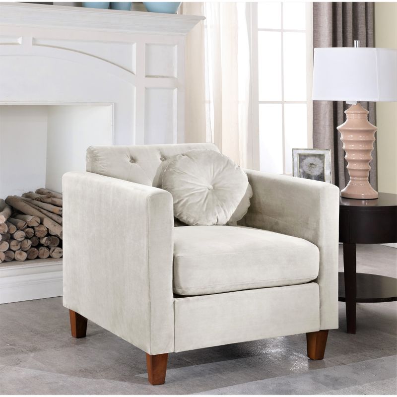 US Pride Lory velvet Kitts Classic Chesterfield Living room set-Sofa Loveseat and Chair - Beige