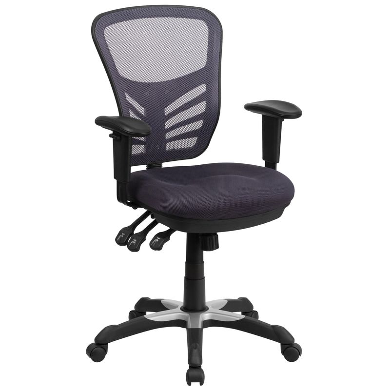 Mid-Back Mesh Chair with Triple Paddle Control - Blue