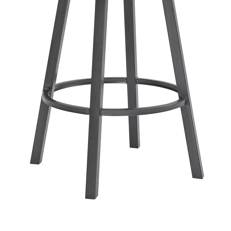 Fargo 30" Counter Height Metal Bar Stool in Mineral Finish with Black Faux Leather