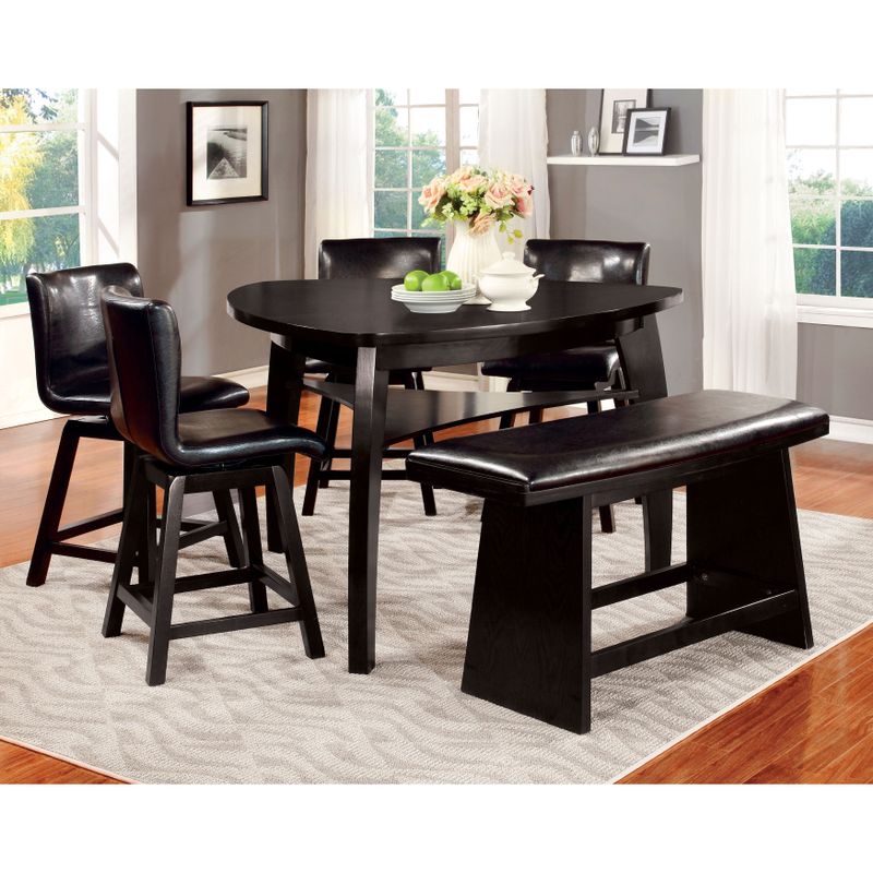 Furniture of America Karille Modern Black Counter Height Dining Bench - Black