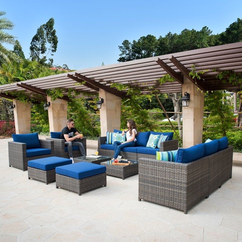 Rent to own OVIOS Patio Furniture Deep Seat Wicker 12piece Set with