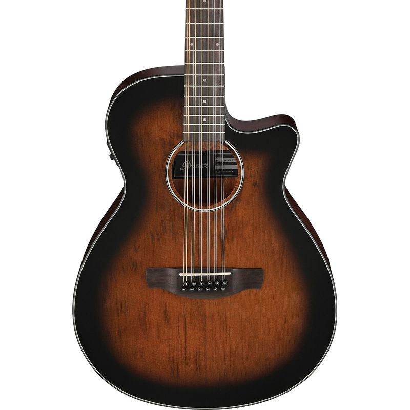 Ibanez AEG5012 AEG Series Single-Cutaway 12-String Acoustic-Electric Guitar, Dark Violin Sunburst