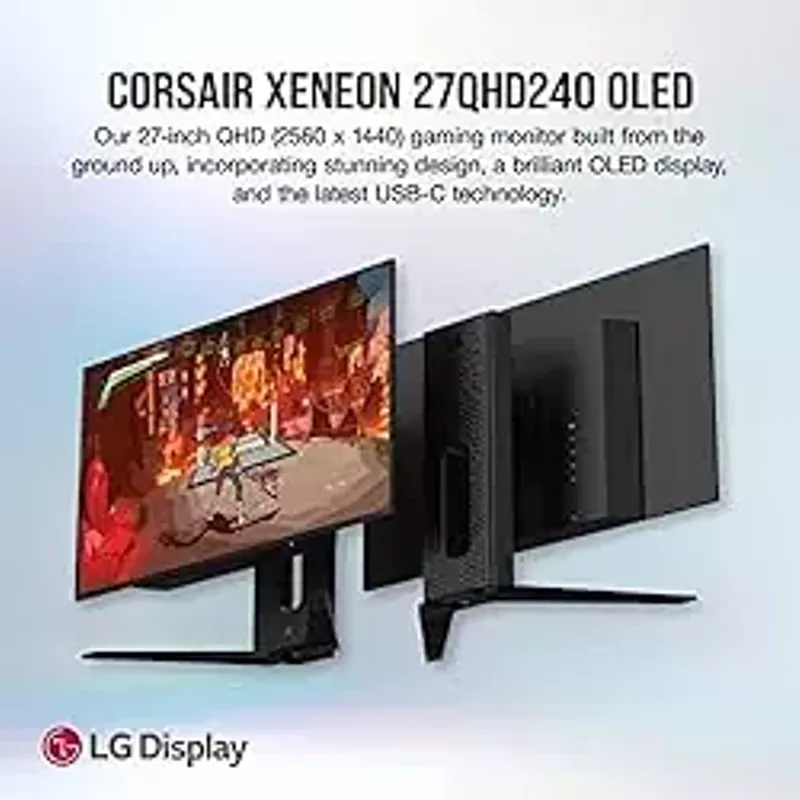 CORSAIR - XENEON 27" OLED QHD FreeSync Premium and G-SYNC Compatible Gaming Monitor with HDR (HDMI, USB, DisplayPort) - Black