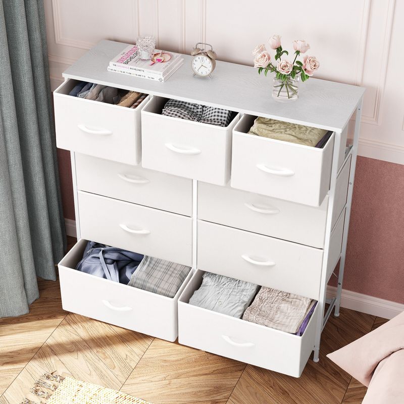 Home Extra Wide Closet Dresser Storage Tower Organizer Unit 9 Drawers - White - 9-drawer