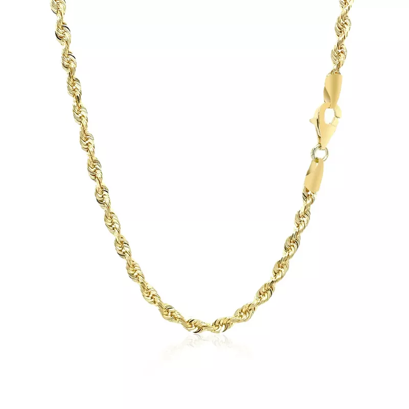 3.0mm 10k Yellow Gold Solid Diamond Cut Rope Chain (20 Inch)