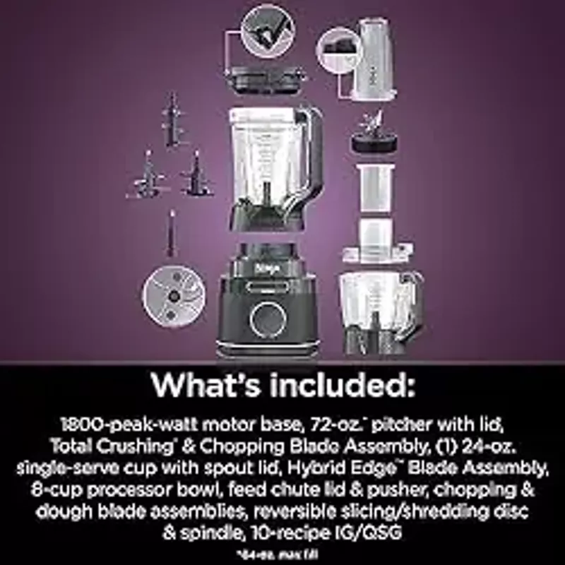 Ninja - Detect Kitchen System Power Blender + Food Processor Pro with 24-oz. To-Go Cup and BlendSense Technology - Black