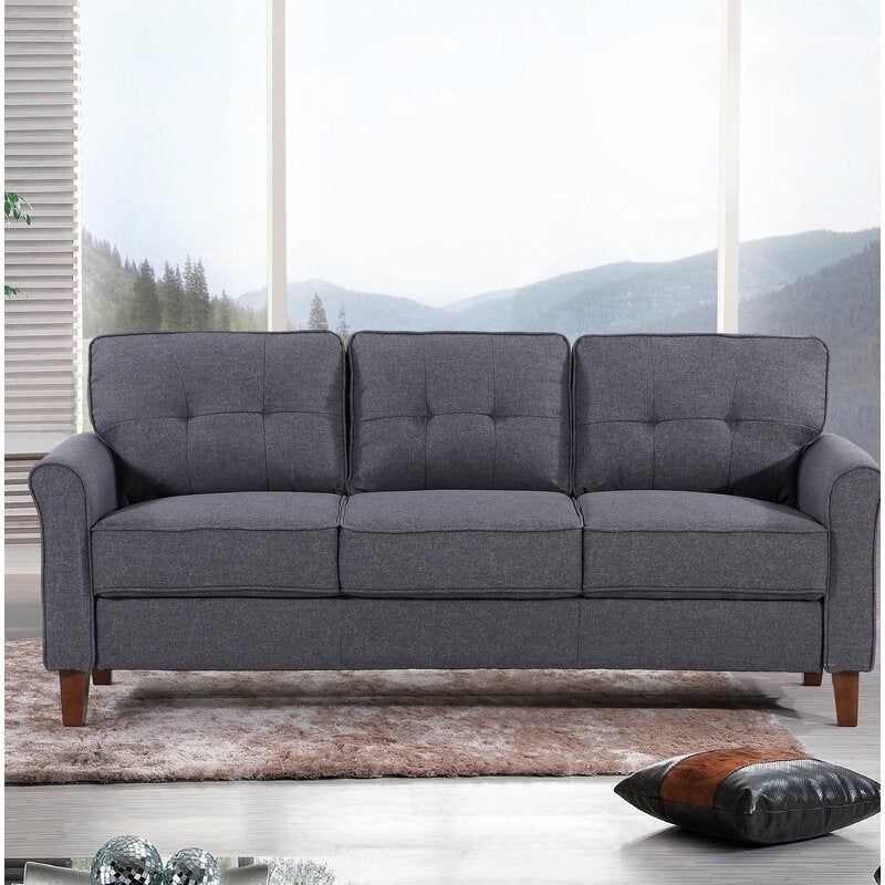 Kouchouk 78.7'' Linen Flared Arm Sofa - light Grey