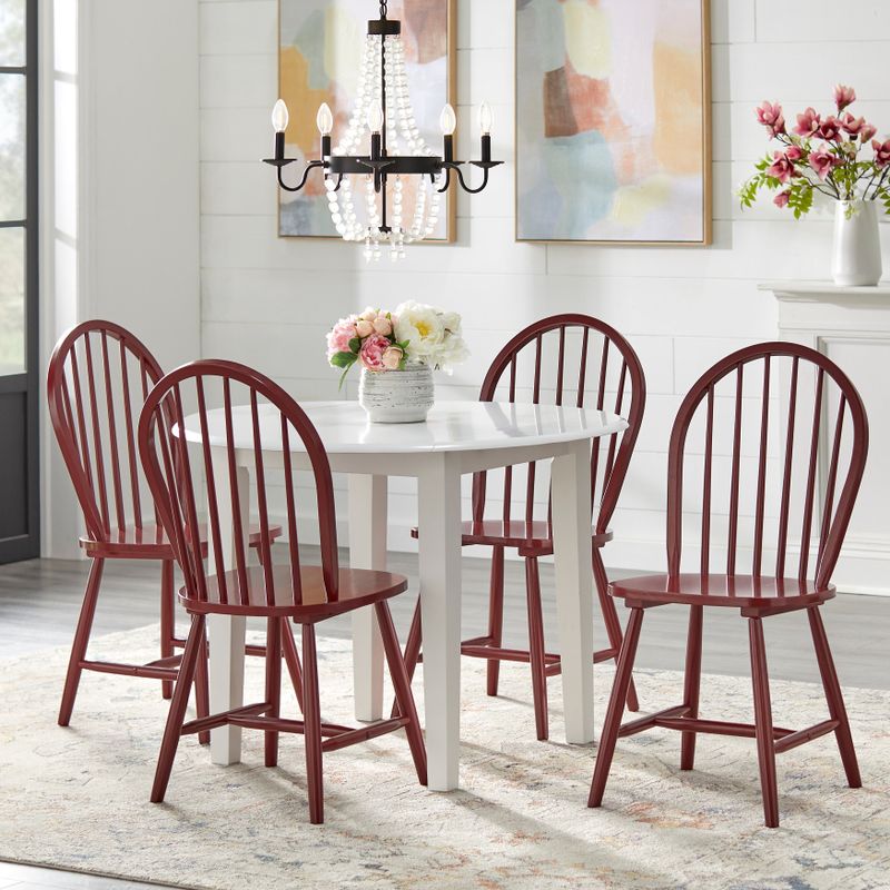 Simple Living Rollo Solid Wood 5-piece Drop-Leaf Dining Set - Blush Pink