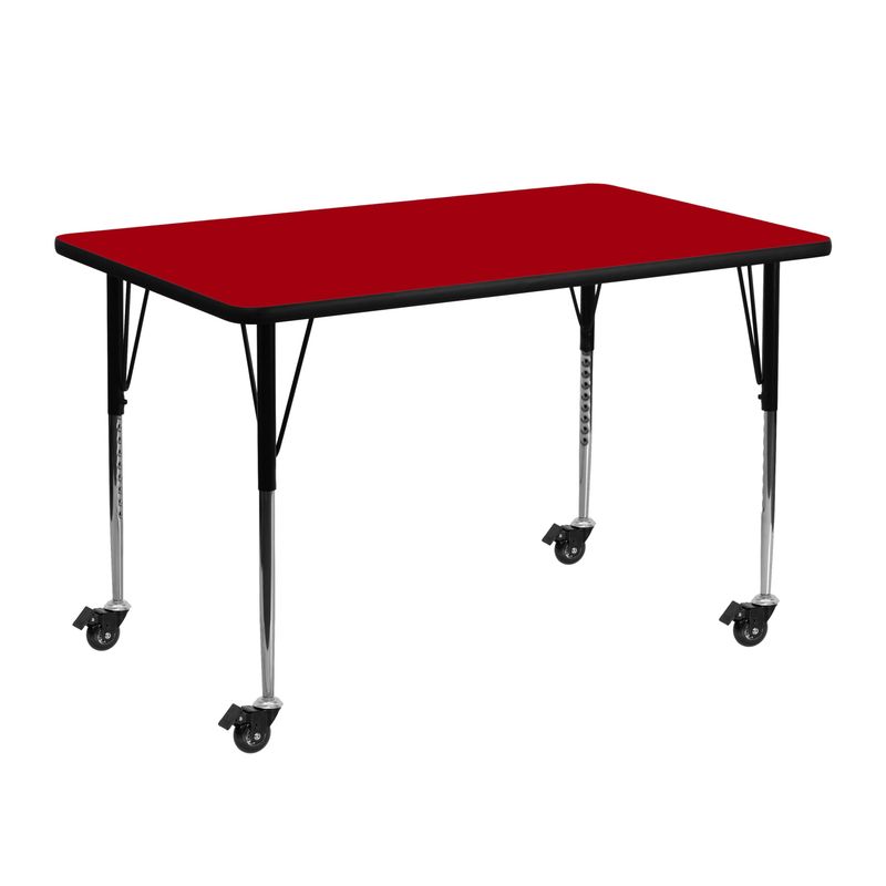 Mobile 24''W x 48''L Thermal Laminate Activity Table - Adjustable Legs - Gray