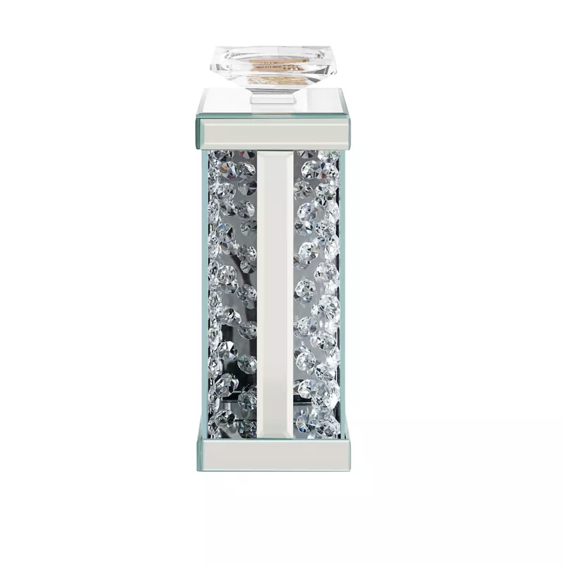 ACME Nysa Candle Holder (Set-2), Mirrored & Faux Crystals