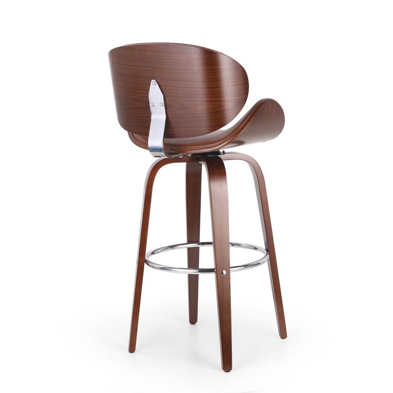Jakin Indoor  Upholstered Swivel Barstool by Christopher Knight Home - Walnut + Midnight