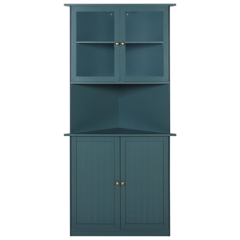 VEIKOUS 71'' Tall Corner Cabinet Storage with Doors and Shelves - Painted - Blue