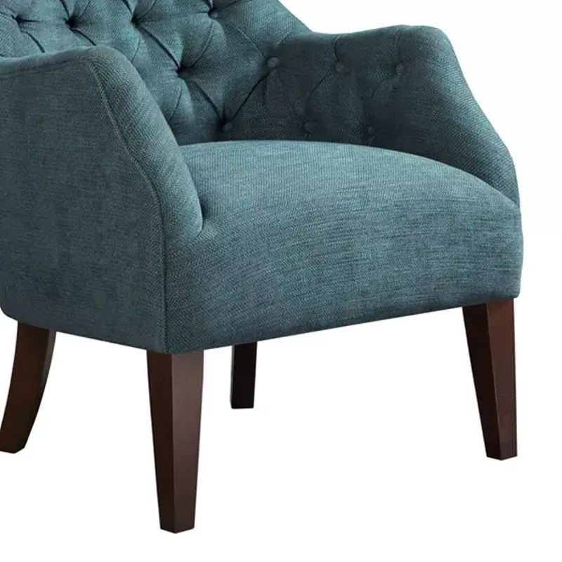 Teal Hannah Button Tufted Wing Chair
