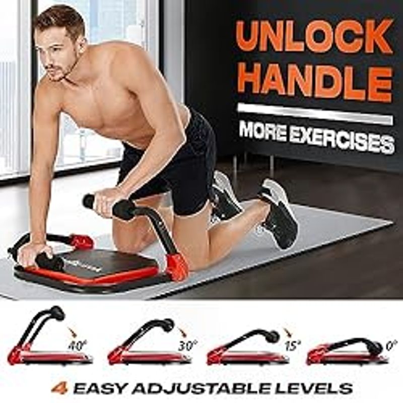 Yes4All Ab Crunch Machine Situp Lockable Ergonomic Foam Handle & 2 Resistance Bands, Sit Up Exercise Equipment, Total Body Workout...