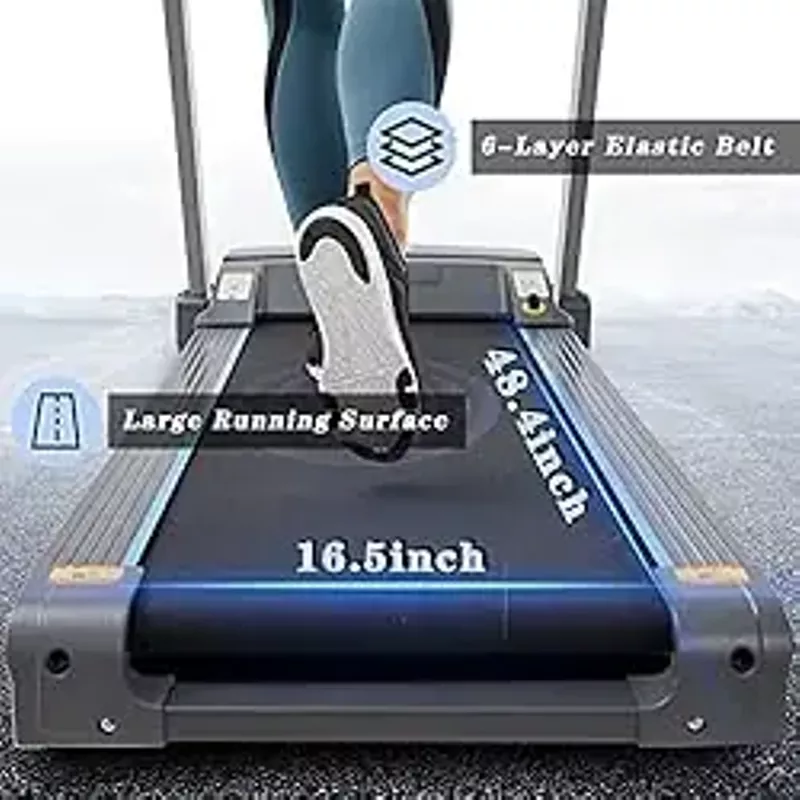 UMAY Foldable Treadmill with Incline, Portable Treadmills for Home Fitness, 9 MPH Walking & Running Treadmill with 16.5" Wide Running Area and Bluetooth Spax APP
