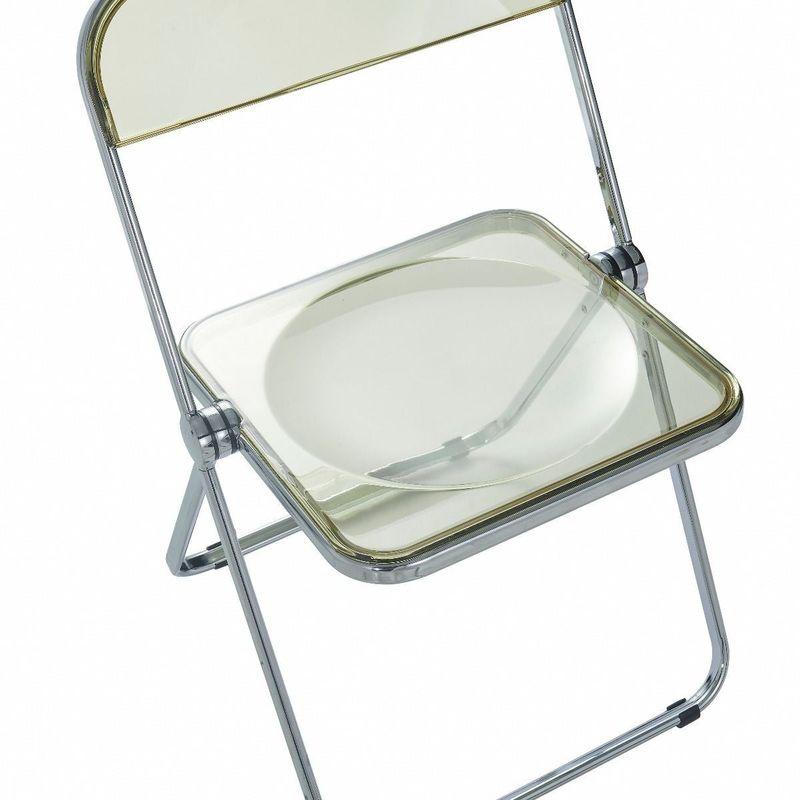 LeisureMod Lawrence Acrylic Folding Chair With Metal Frame - 30" - Transparent Black