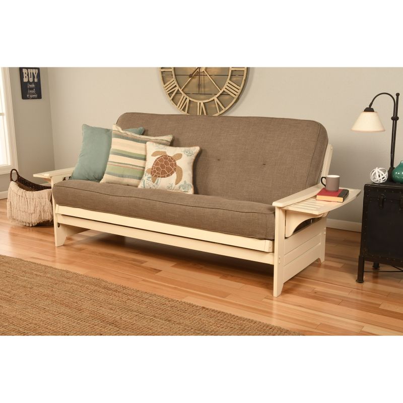 Copper Grove Dixie Futon Frame in Antique White Wood with Innerspring Mattress - Peter's Cabin