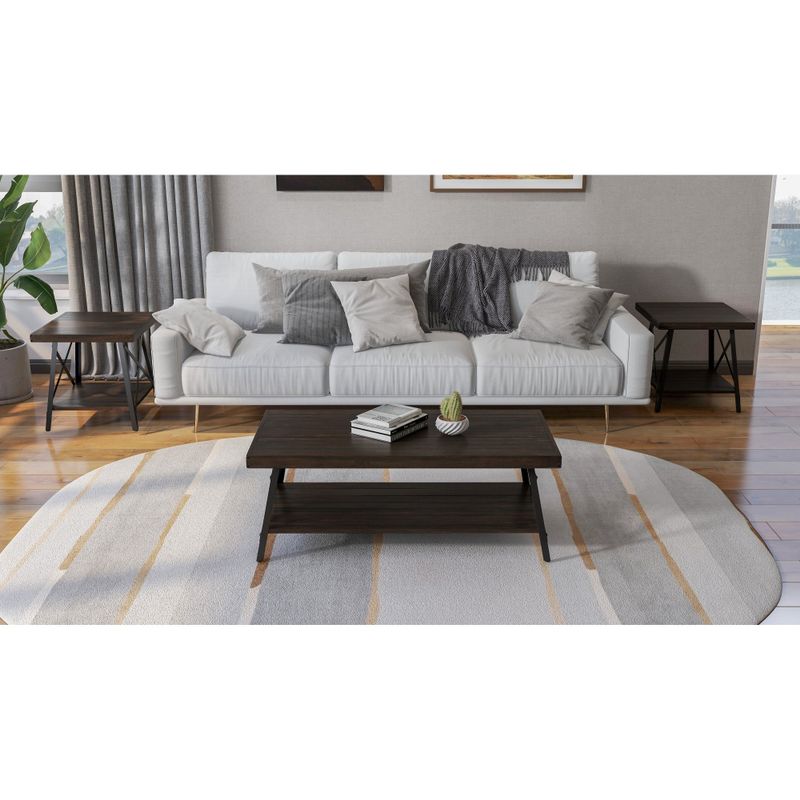 Carbon Loft Oliver Modern Rustic Wood Coffee Table - Brushed Grey