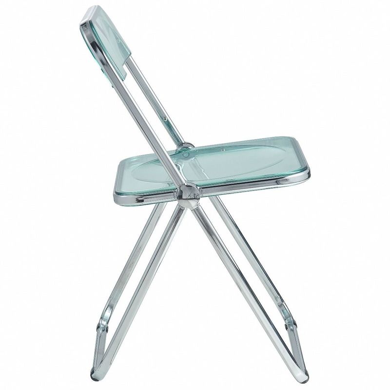 LeisureMod Lawrence Acrylic Folding Chair With Metal Frame - 30" - Transparent Black