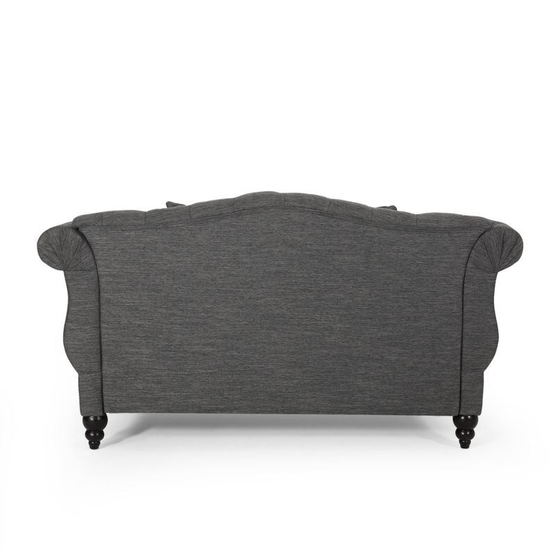 Wellston Tufted Double Chaise Lounge by Christopher Knight Home - 62.50" L x 58.50" W x 34.00" H - Charcoal + Dark Brown