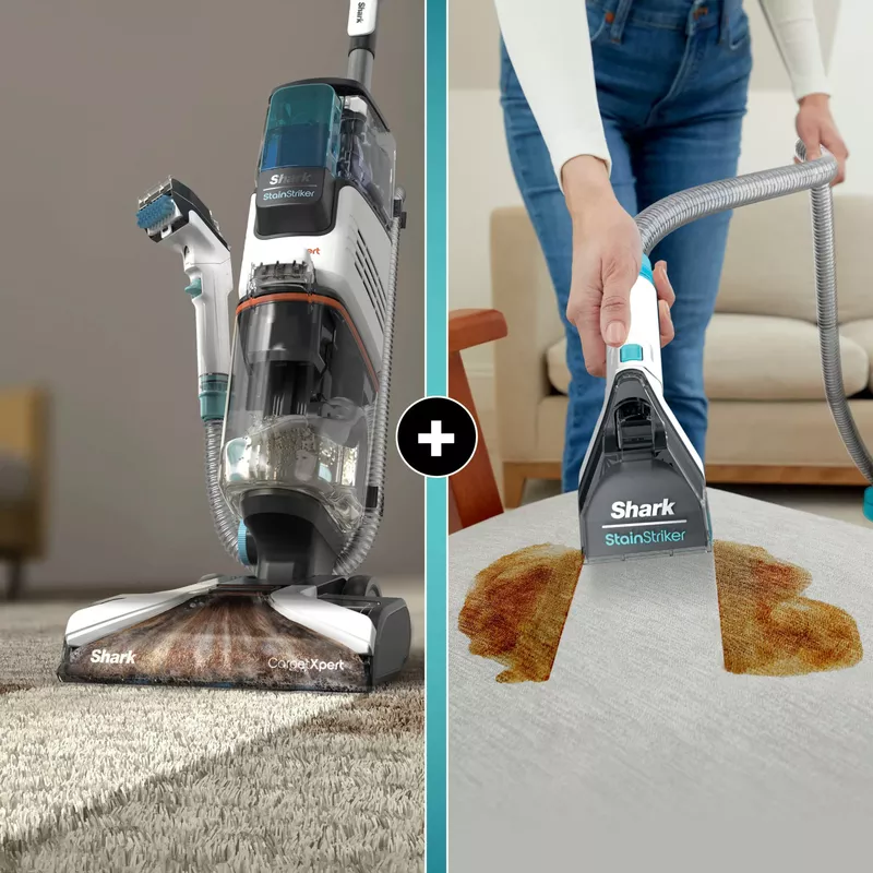 Shark - CarpetXpert with Stainstriker Technology Corded Upright Deep Carpet and Upholstery Cleaner with Built-in Spot Remover - White