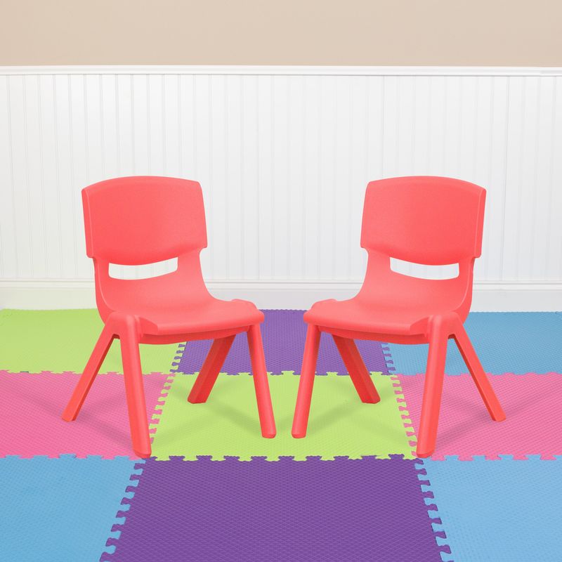 2 Pack Plastic Stackable School Chair with 10.5" Seat Height - Preschool Chair - Red