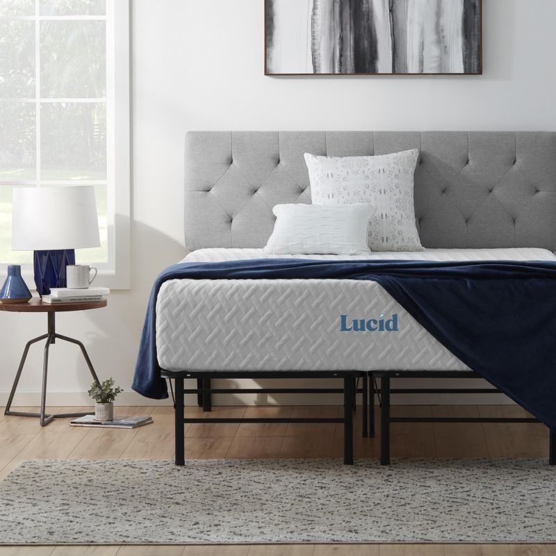 12" Gel Memory Foam Mattress and Platform Bed Frame Set by LUCID Comfort Collection - California King - Firm